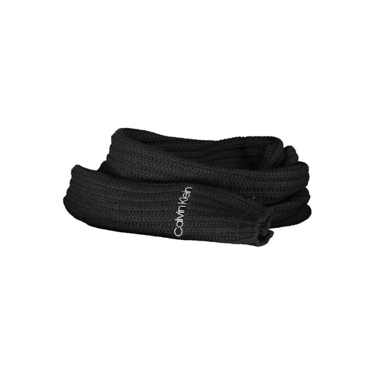 Calvin Klein Black Cotton Scarf with Contrasting Details