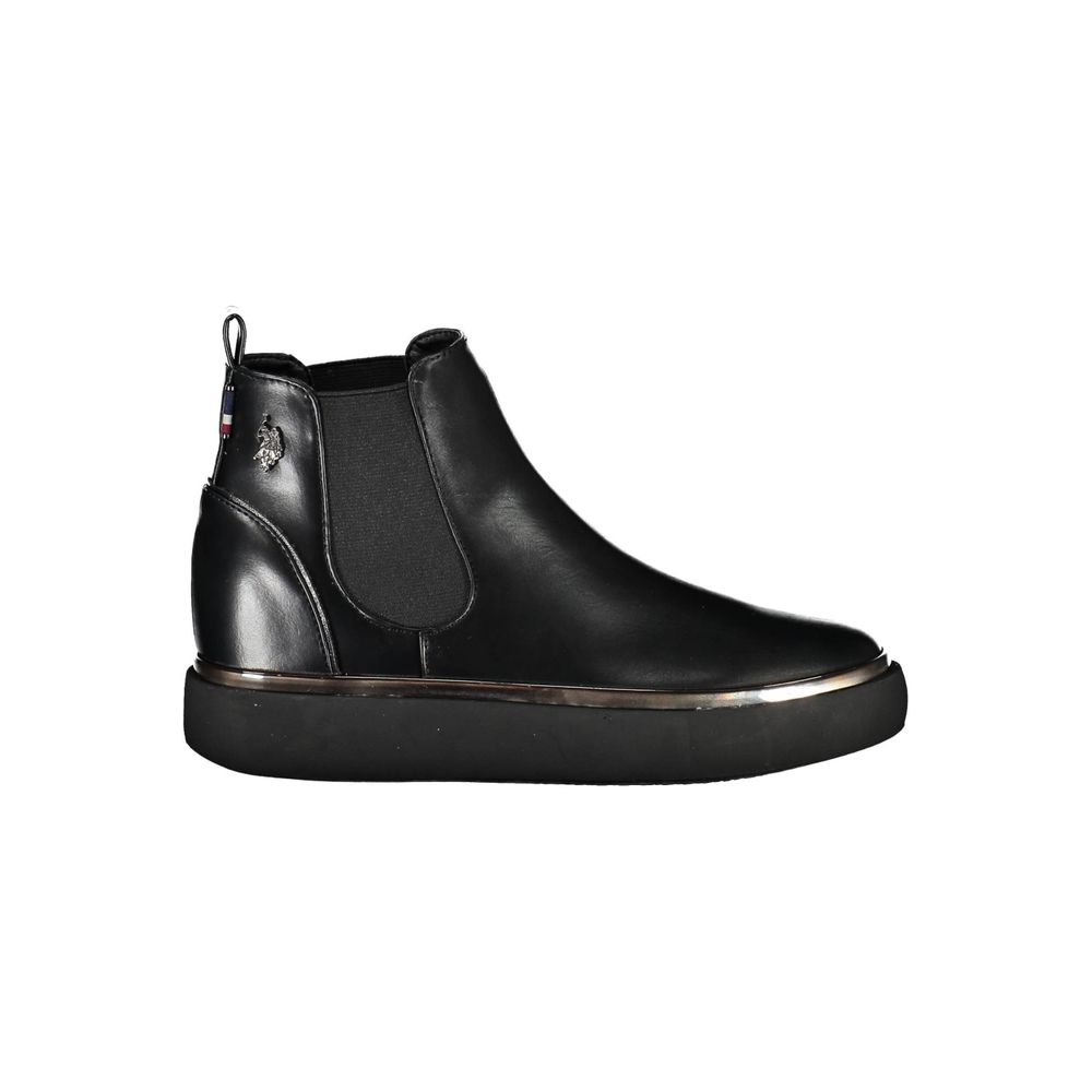 U.S. POLO ASSN. Black Low Ankle Boot with Elastic Side and Contrasting Details