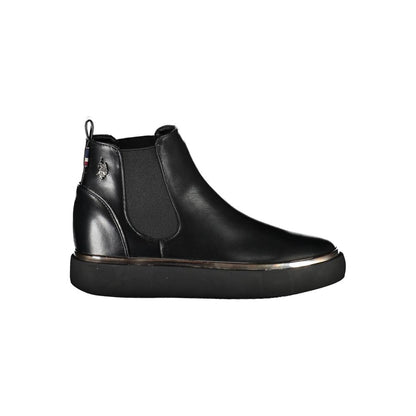 U.S. POLO ASSN. Black Low Ankle Boot with Elastic Side and Contrasting Details