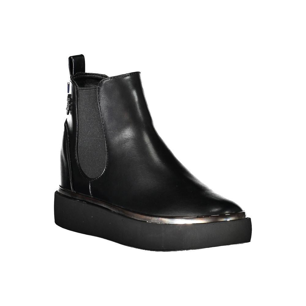 U.S. POLO ASSN. Black Low Ankle Boot with Elastic Side and Contrasting Details