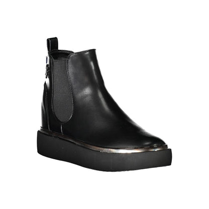 U.S. POLO ASSN. Black Low Ankle Boot with Elastic Side and Contrasting Details