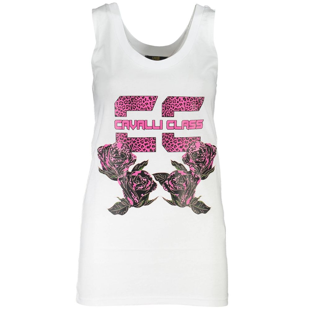 Cavalli Class White Cotton Tank Top