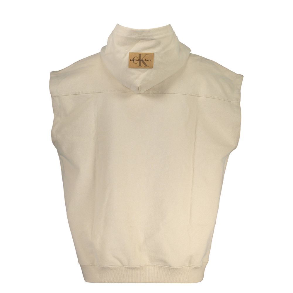 Calvin Klein Beige Cotton Sleeveless Hoodie