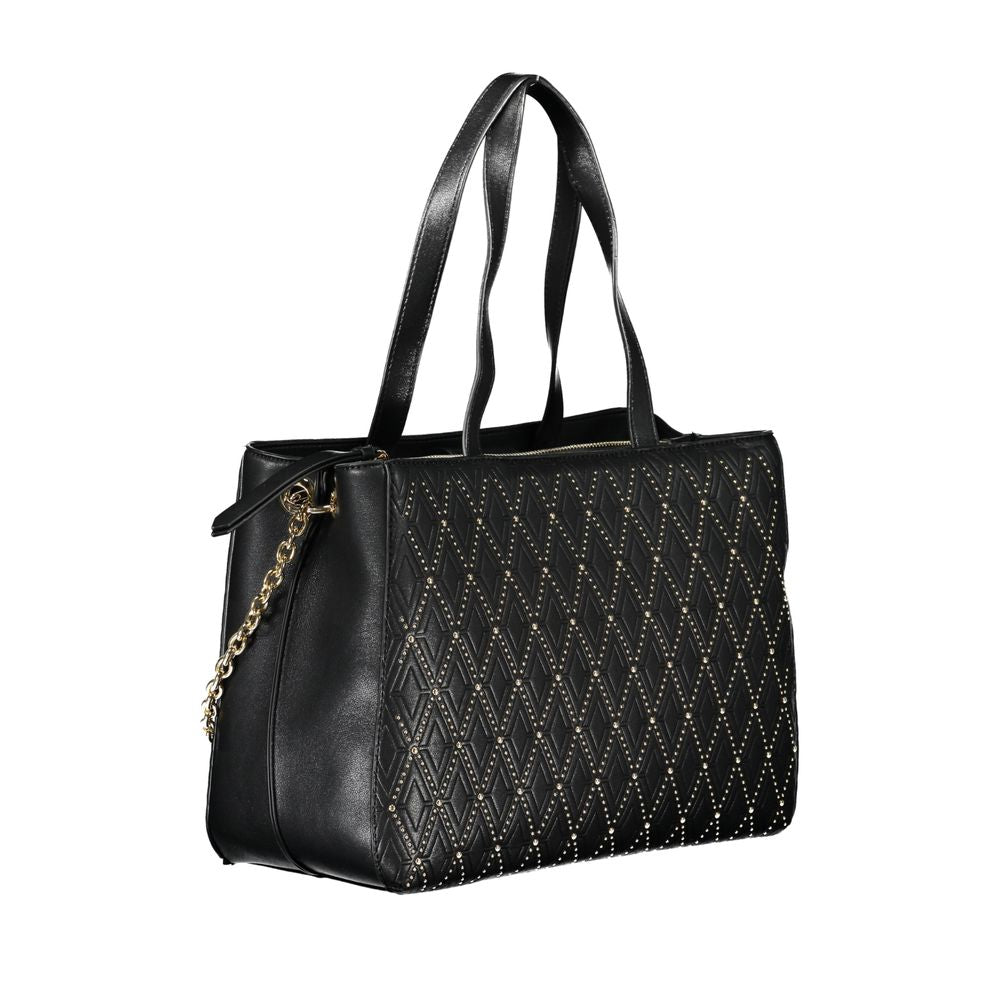 Valentino Bags Black Faux Leather Handbag with Chain Strap