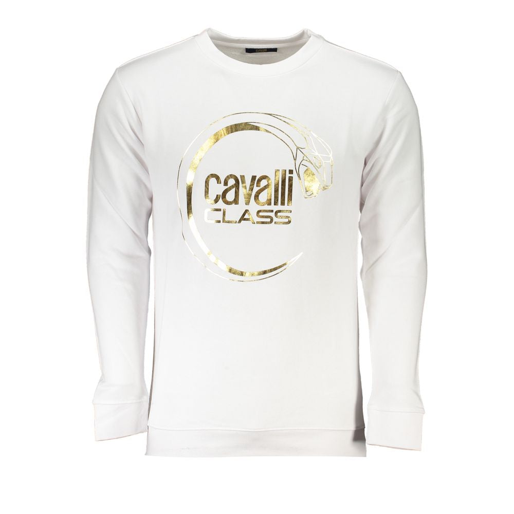 Cavalli Class White Cotton Sweater - Elevated Casual Chic