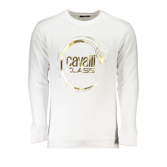 Cavalli Class White Cotton Sweater - Elevated Casual Chic