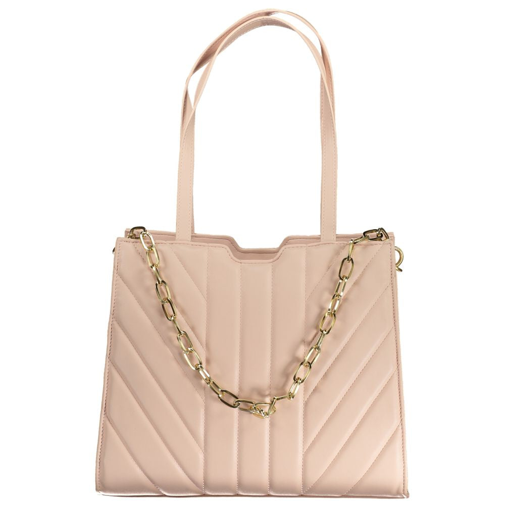 Mario Valentino Pink Faux Leather Handbag with Chain Handle