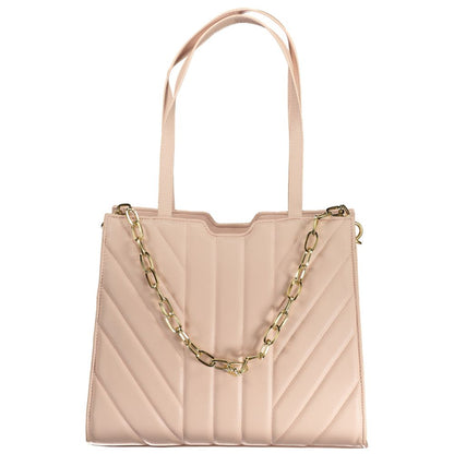 Mario Valentino Pink Faux Leather Handbag with Chain Handle