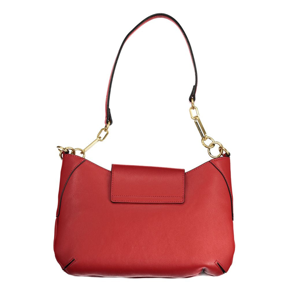 Mario Valentino Red Faux Leather Handbag with Adjustable Strap