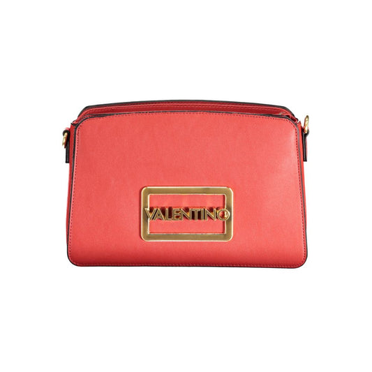 Mario Valentino Red Faux Leather Handbag with Contrast Details