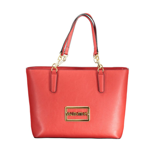 Mario Valentino Red Leather Effect Handbag with Logo Detail