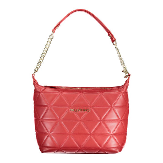 Mario Valentino Red Faux Leather Handbag with Chain Strap
