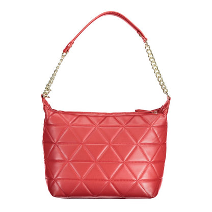 Mario Valentino Red Faux Leather Handbag with Chain Strap