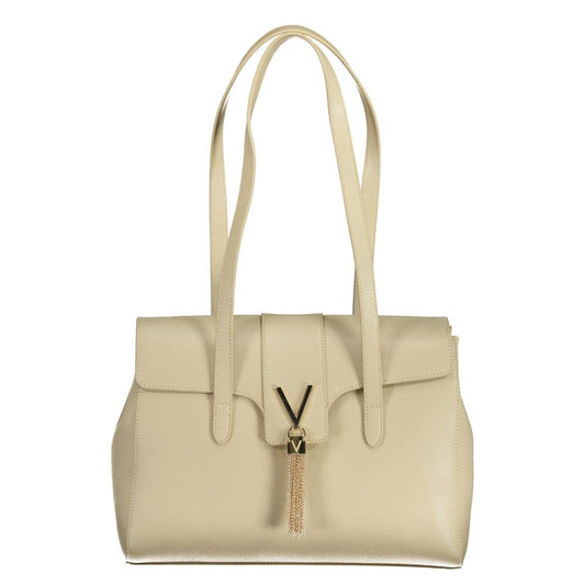 Mario Valentino Beige Faux Leather Handbag with Contrast Details