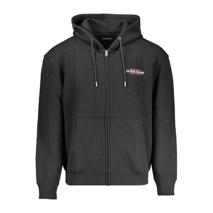 Guess Jeans Black Cotton Sweater - Long Sleeve Hooded Sweatshirt