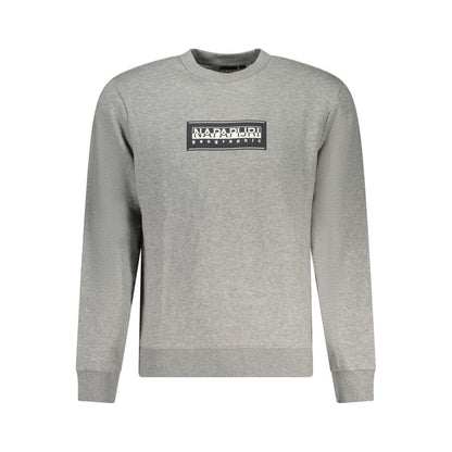 Napapijri Gray Cotton Sweater - Relaxed Fit Long Sleeve Sweatshirt