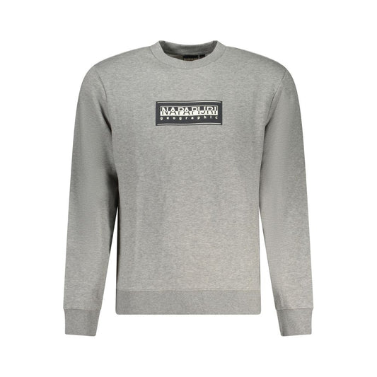 Napapijri Gray Cotton Sweater - Relaxed Fit Long Sleeve Sweatshirt