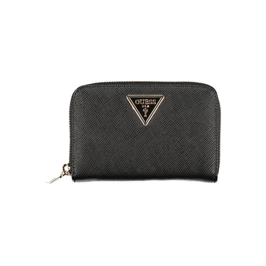Guess Jeans Black Polyethylene Wallet - Versatile 3-Compartment Design