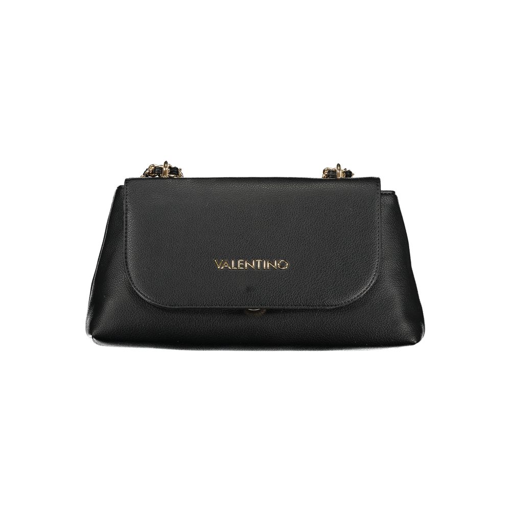 Mario Valentino Black Faux Leather Handbag with Chain Strap