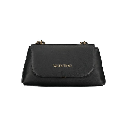 Mario Valentino Black Faux Leather Handbag with Chain Strap