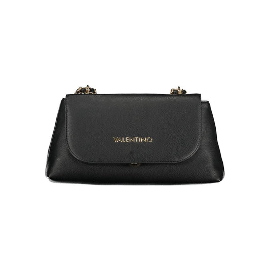 Mario Valentino Black Faux Leather Handbag with Chain Strap
