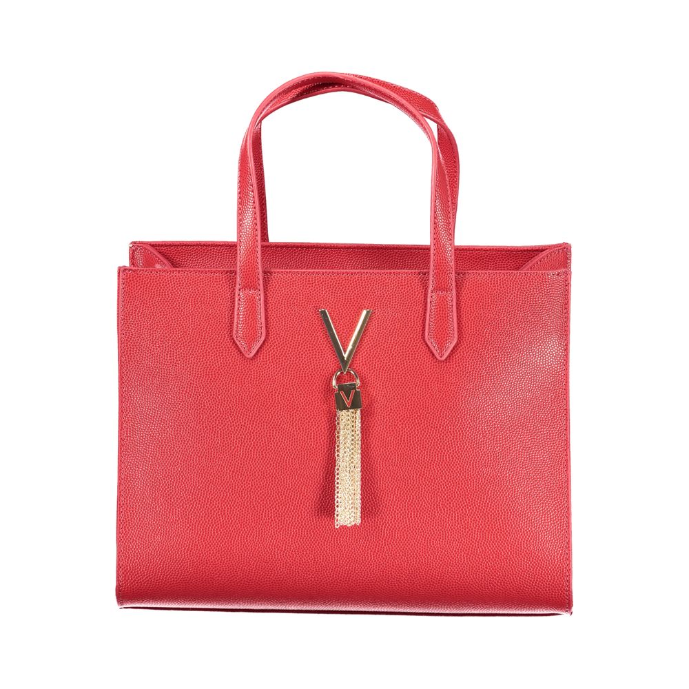 Mario Valentino Red Leather Handbag with Adjustable Strap