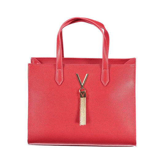 Mario Valentino Red Leather Handbag with Adjustable Strap