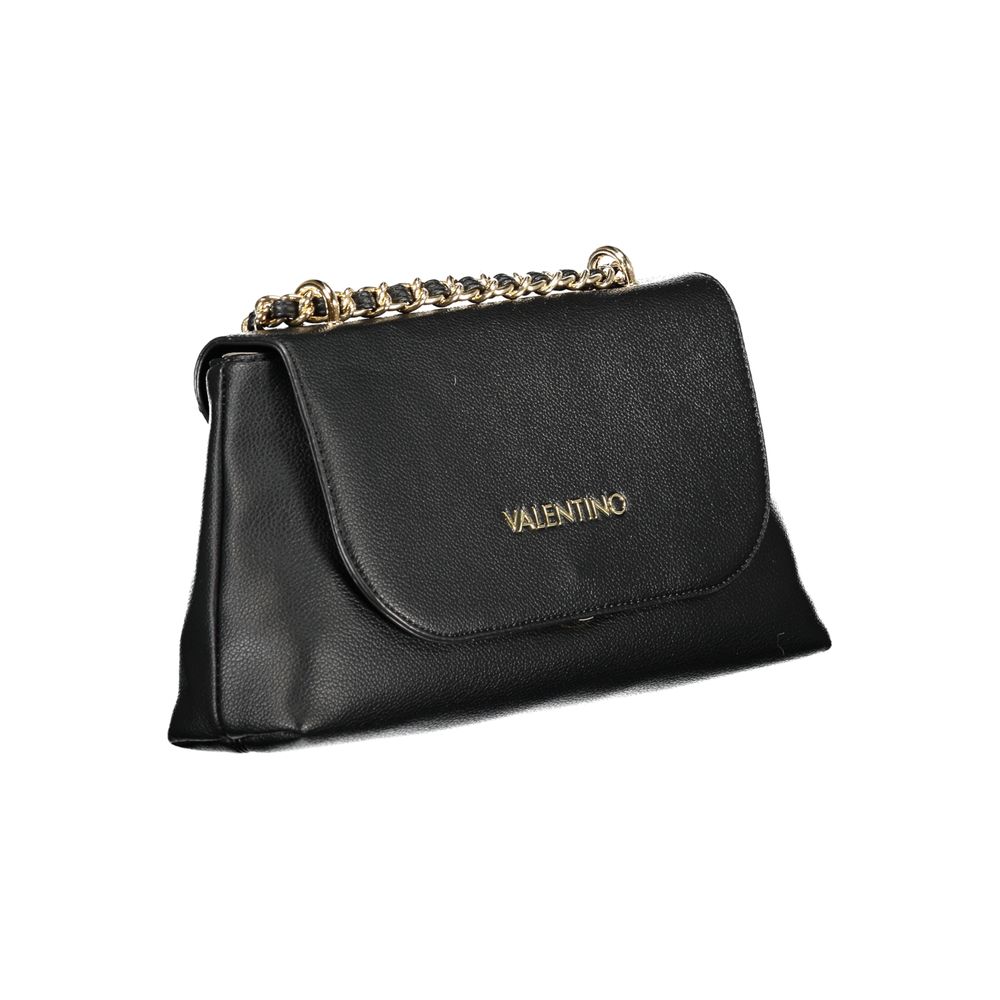 Mario Valentino Black Faux Leather Handbag with Chain Strap