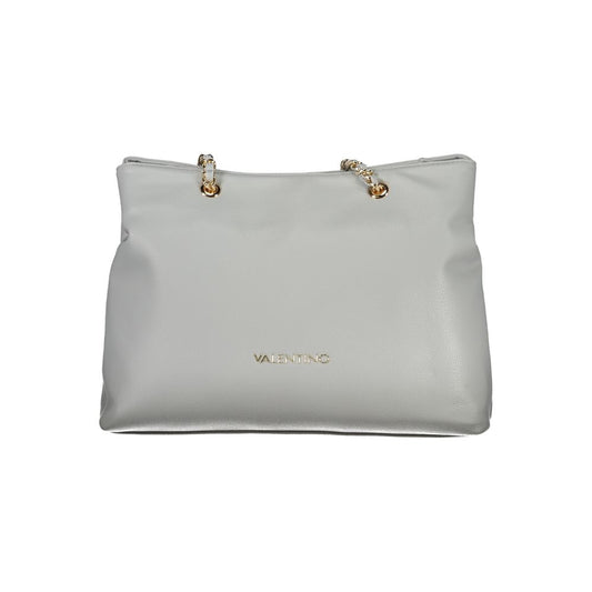 Mario Valentino Gray Faux Leather Handbag with Chain Detail
