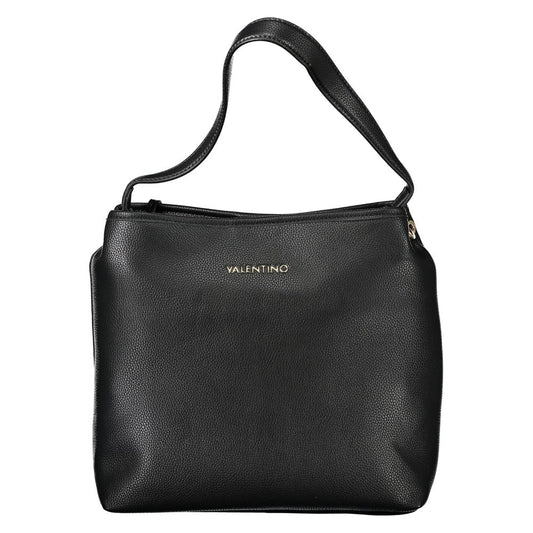 Mario Valentino Black Faux Leather Handbag with Elegant Shoulder Strap