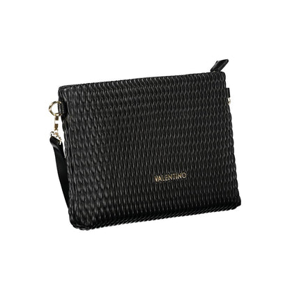 Mario Valentino Black Faux Leather Handbag with Contrasting Details