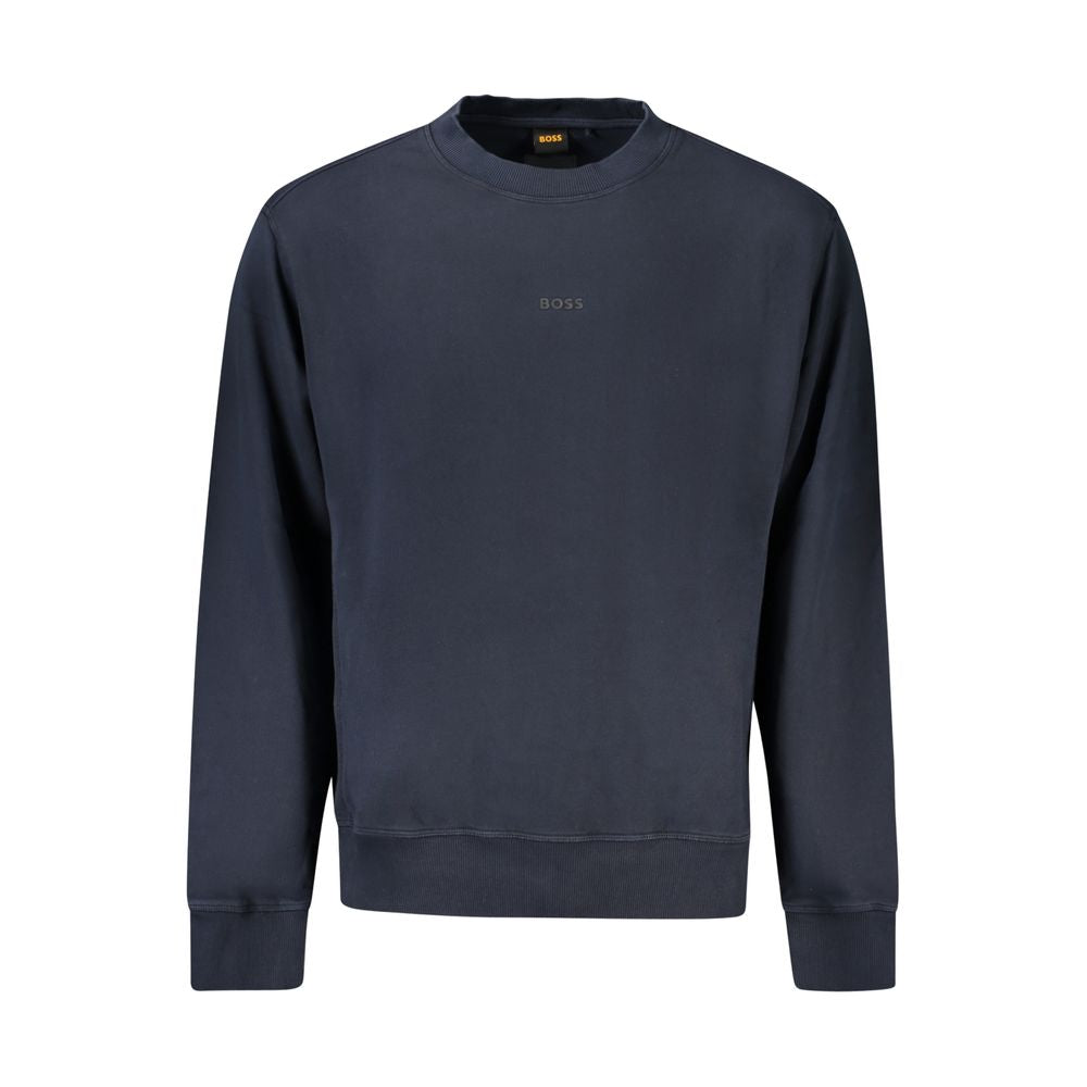 Hugo Boss Blue Cotton Sweater - Long Sleeve Crew Neck