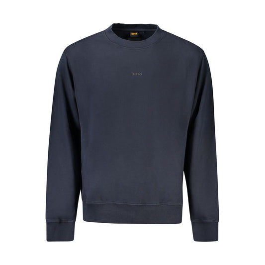 Hugo Boss Blue Cotton Sweater - Long Sleeve Crew Neck