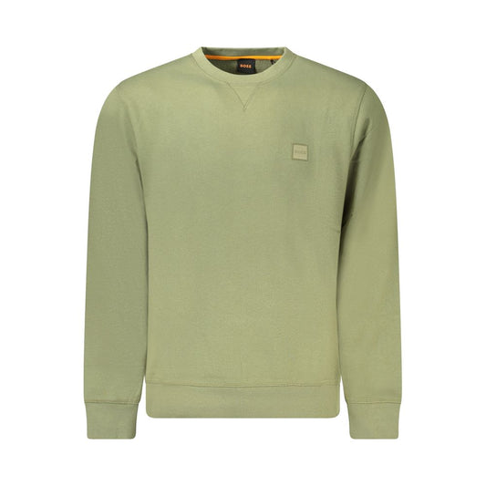 Hugo Boss Green Cotton Sweater - Long Sleeve Crew Neck