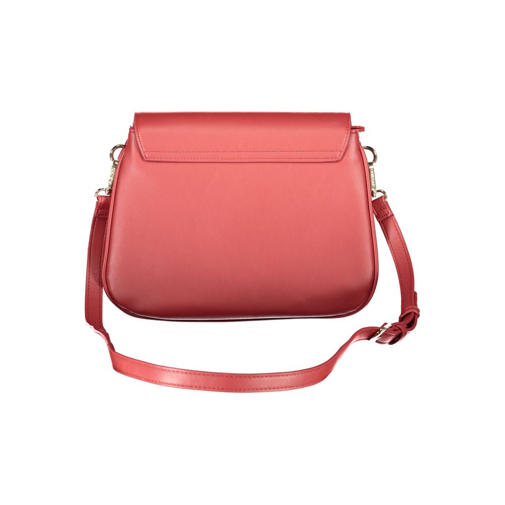 Mario Valentino Red Faux Leather Handbag with Iconic Logo