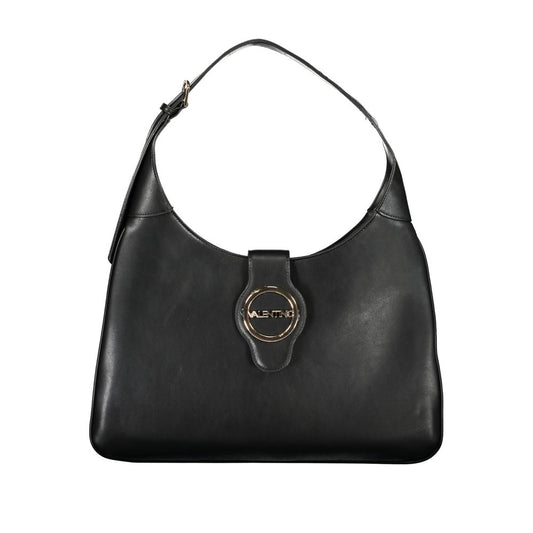Mario Valentino Black Faux Leather Handbag with Iconic Logo