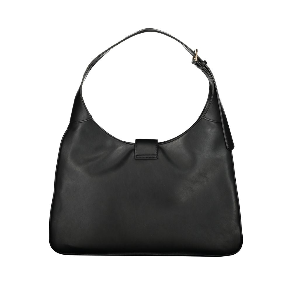 Mario Valentino Black Faux Leather Handbag with Iconic Logo