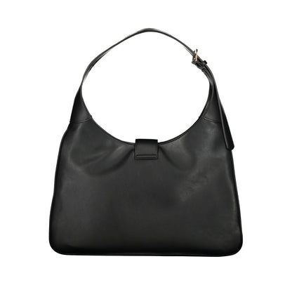 Mario Valentino Black Faux Leather Handbag with Iconic Logo