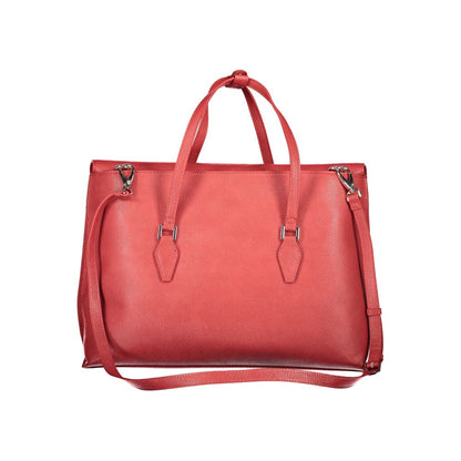Mario Valentino Red Leather Effect Handbag with Iconic Logo