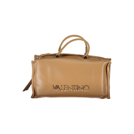 Mario Valentino Beige Leather Effect Handbag with Iconic Logo