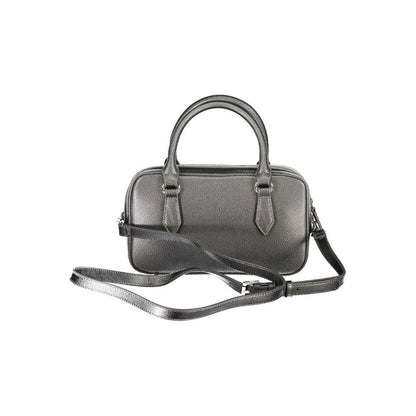 Mario Valentino Grey Faux Leather Handbag with Adjustable Strap