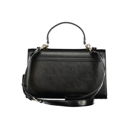 Mario Valentino Black Faux Leather Handbag with Elegant Features