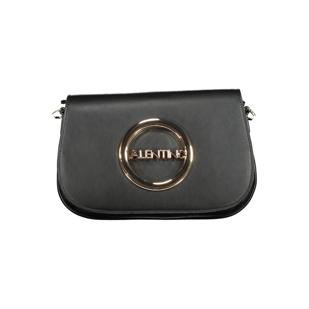Mario Valentino Black Faux Leather Handbag with Logo Detail