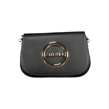 Mario Valentino Black Faux Leather Handbag with Logo Detail
