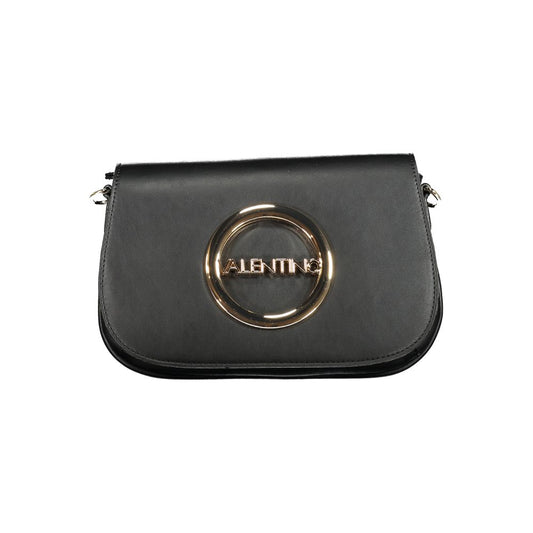 Mario Valentino Black Faux Leather Handbag with Logo Detail
