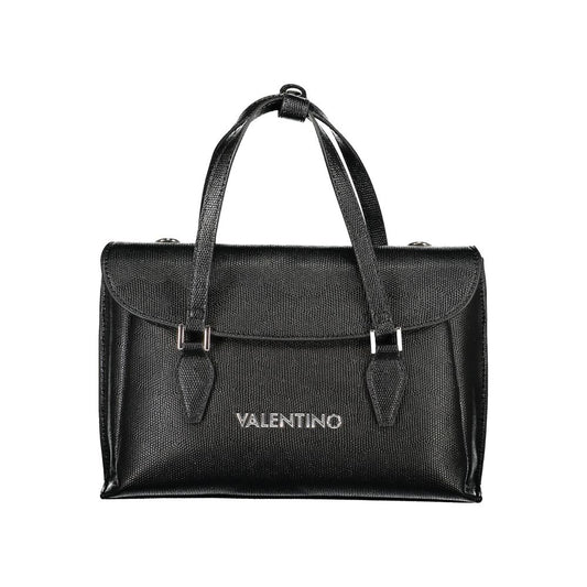 Mario Valentino Black Faux Leather Handbag with Elegant Details