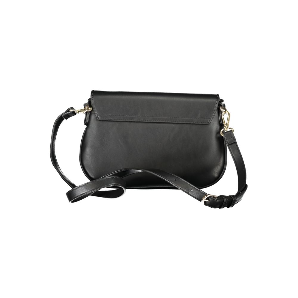 Mario Valentino Black Faux Leather Handbag with Logo Detail