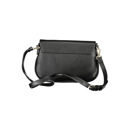 Mario Valentino Black Faux Leather Handbag with Logo Detail