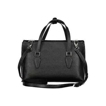 Mario Valentino Black Faux Leather Handbag with Elegant Details