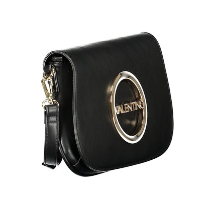Mario Valentino Black Faux Leather Handbag with Logo Detail